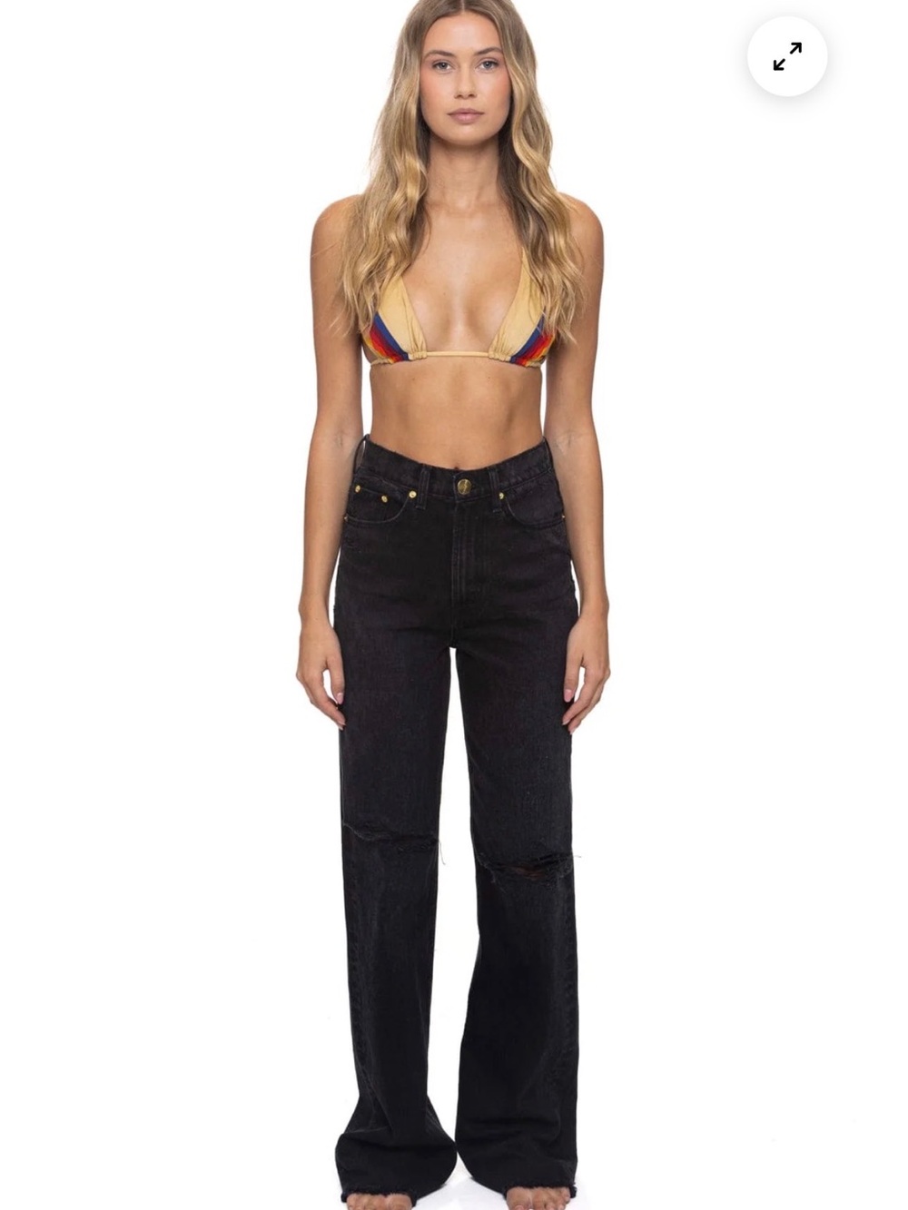 Aviator Nation Black Flare Wide Leg Jeans